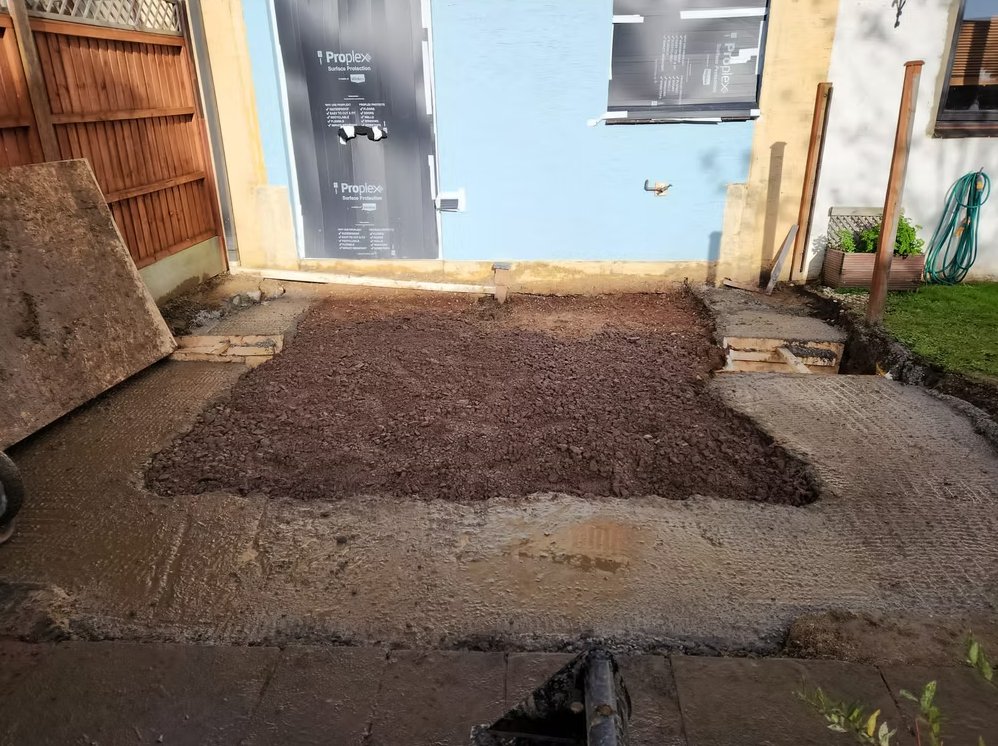 Groundworks and slab preparation for extension